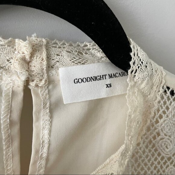 GOODNIGHT Macaroon Beige Peasant Long Sleeve Blouse Womens XS - Picture 5 of 5